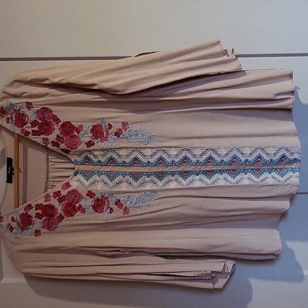 Women's Beige Embroidered Top